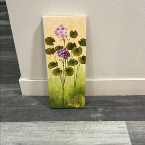 Floral Canvas Art with Purple Flowers
